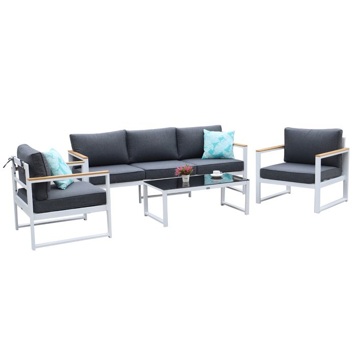Produktbilde av hagegruppe Alicante 3+1+1, hagemøbel, sofagruppe, to stoler, sofa, 3-seter og hagebord