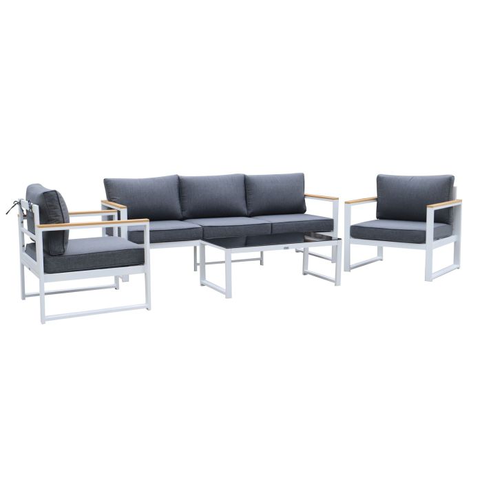 Produktbilde av hagegruppe Alicante 3+1+1, hagemøbel, sofagruppe, to stoler, sofa, 3-seter og hagebord