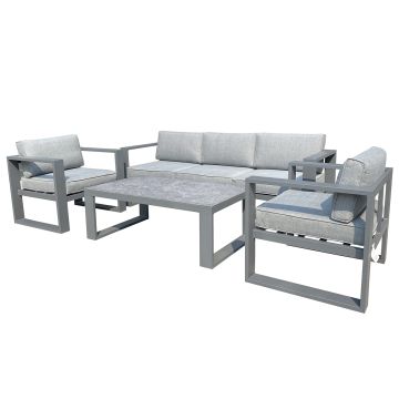 Produktbilde av hagegruppe Altea 3+1+1, hagemøbel, to stoler, sofa, 3-seter og hagebord, sofagruppe